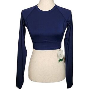 Halara Blue Long Sleeve Thumb Hole Cropped Active Top Size XS